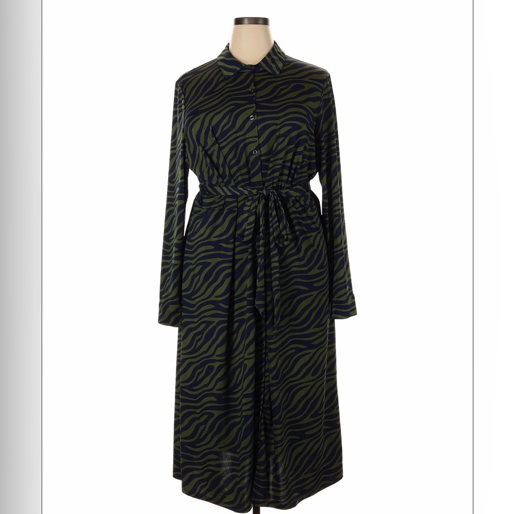 Eloquii Blue and Green Patterned Dress